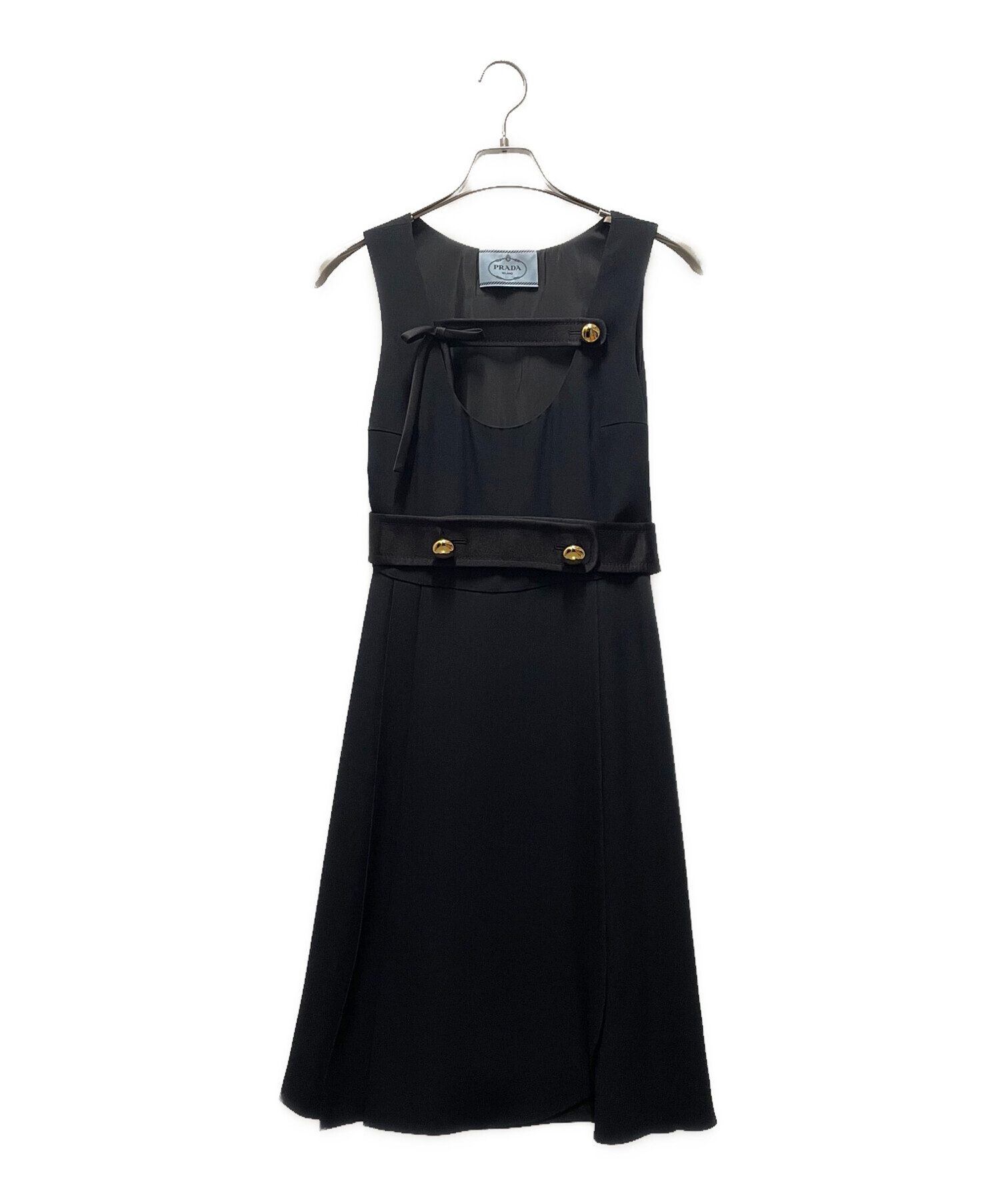 中古・古着通販】PRADA (プラダ) ボタンワンピース ブラック サイズ:36 